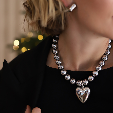 Колье-сердце Блеск хрома