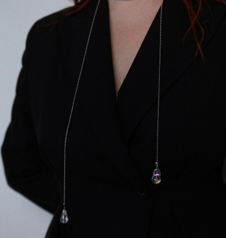 Цепочка-галстук Нить Ариадны с подвесками из стекла