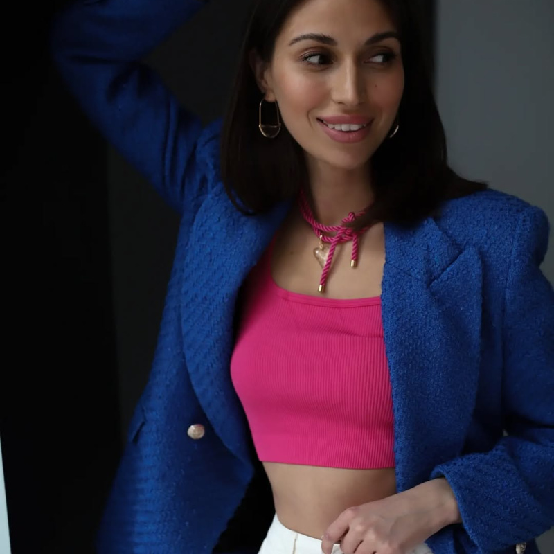 Колье-шнур из шелка Кристал розовое