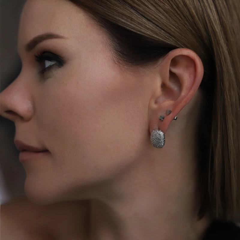 Серьги Игристые серебристые