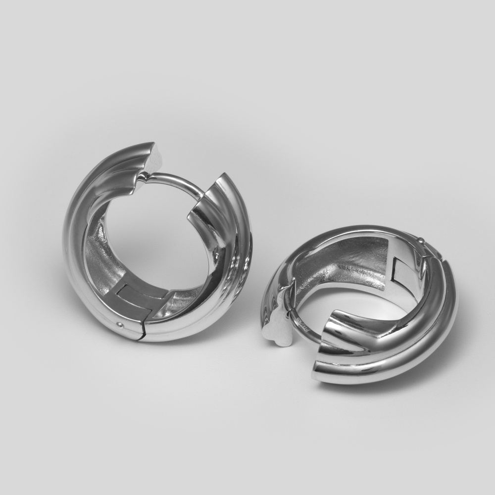 Серебряные серьги-кольца Romagna с переплетением