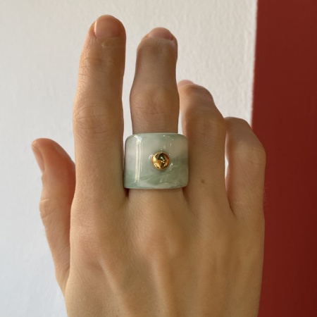 Кольцо Малахит с золотой каплей