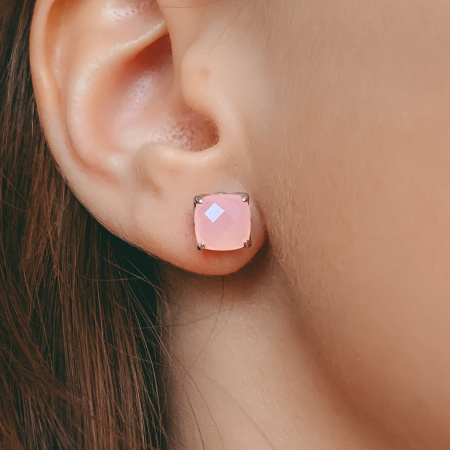 Серьги Амстердам с розовым халцедоном