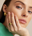 Серебряное кольцо с малахитом в позолоте (AGELLO)