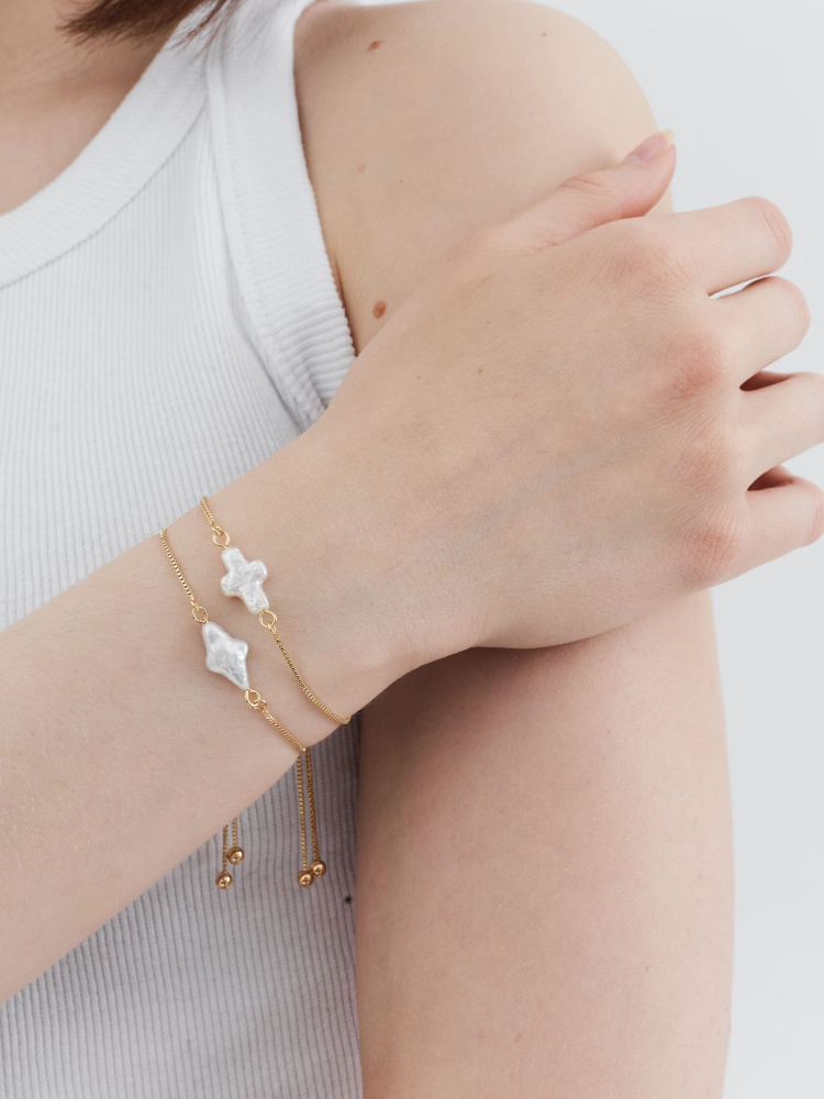 Браслет Крестик в покрытии золотом