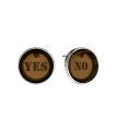 Серебряные серьги cо словами YES/NO в янтаре