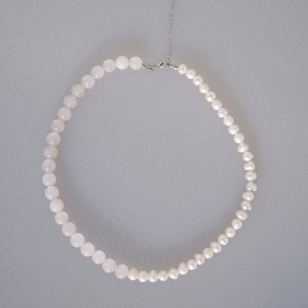 Чокер По любви с розовым кварцем и жемчугом