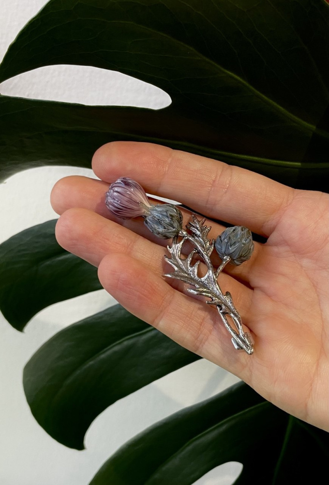 Брошь Чертополох 2 бутона