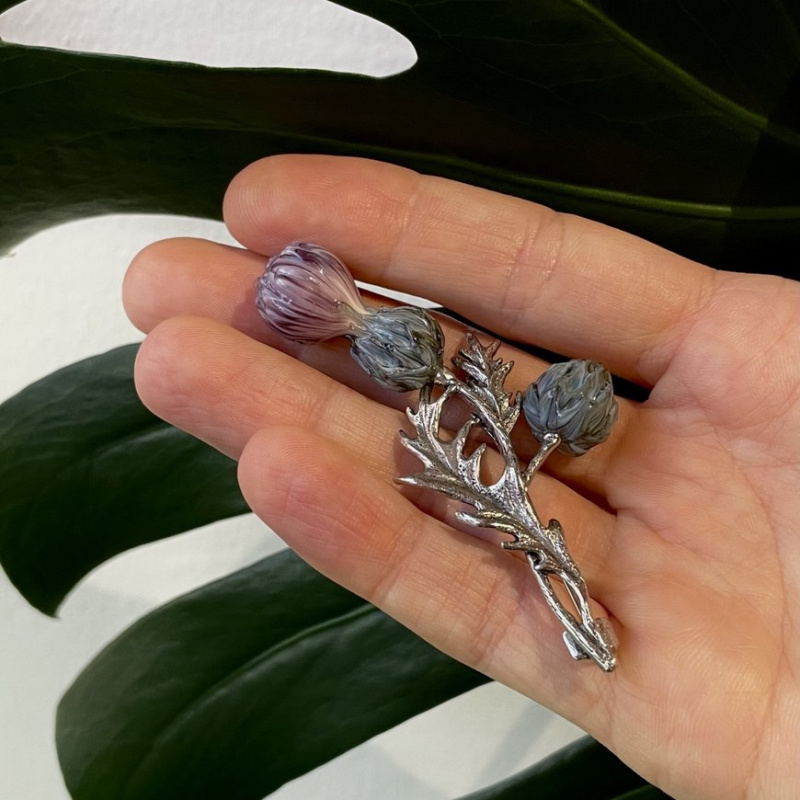 Брошь Чертополох 2 бутона