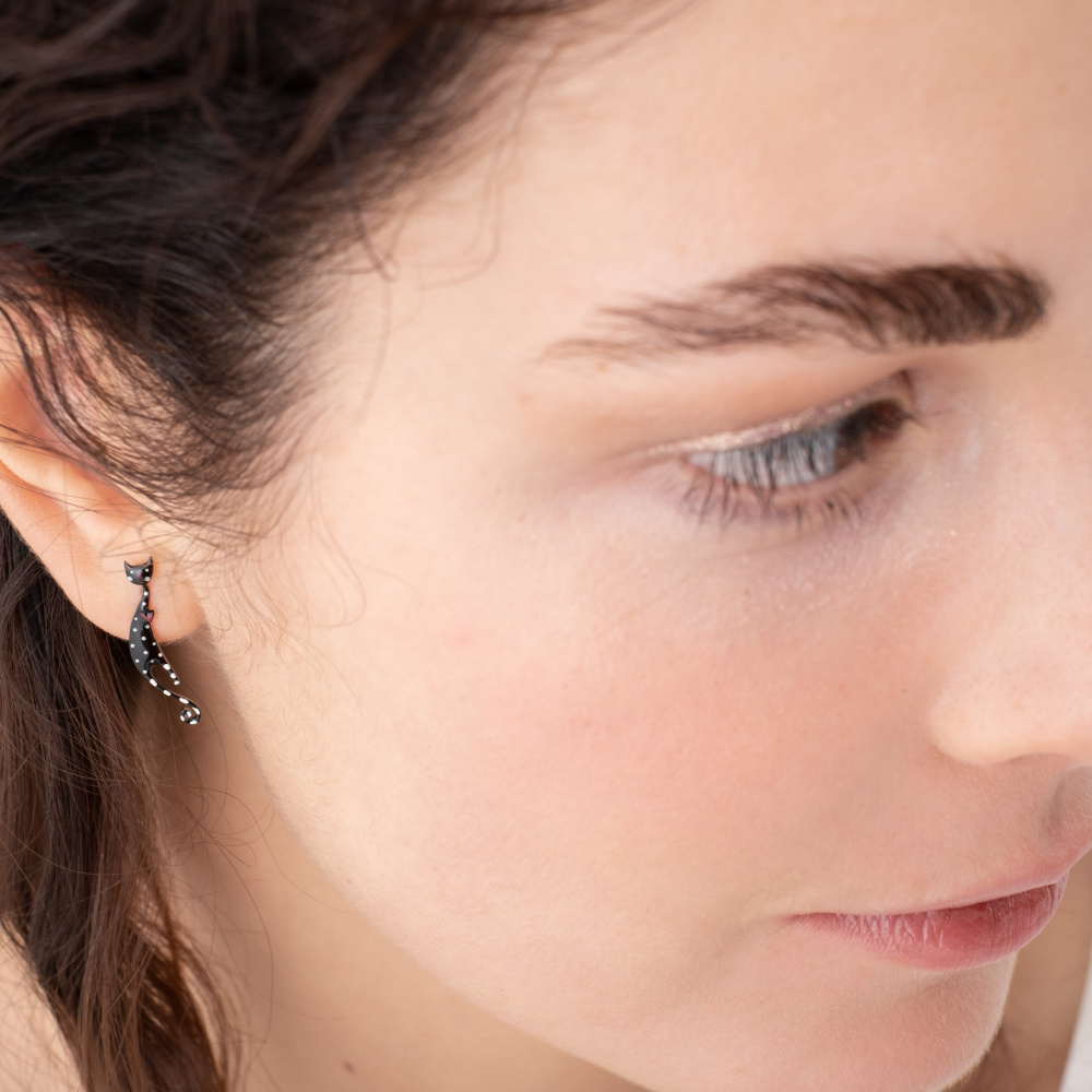 Серебряные серьги Кошки II