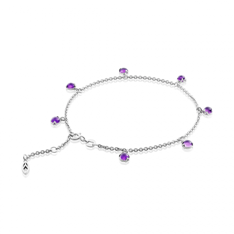 Браслет на ногу Лотос с аметистом