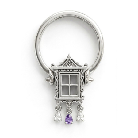 Кольцо-трансформер Окошко фианиты/иолит